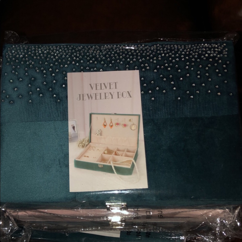 New Velvet Jewelry Box Organizer Emerald Green